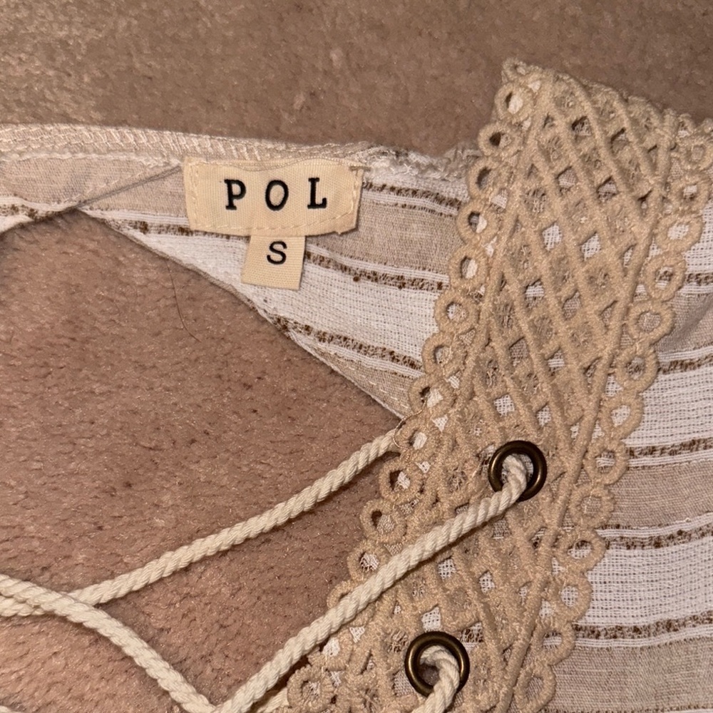 POL Striped Mini Dress in Beige and White - Picture 3 of 4
